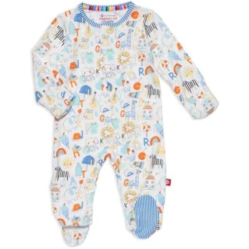 Magnetic Me Boys Modal Magnetic Baby Footie Pajamas | Silky Soft Modal Fabric | Alpha Pop | 0-3 Months