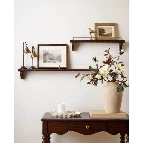Gloria Carved Wood and Brass Picture Ledge