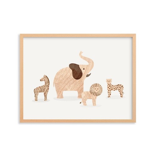 Minted® Wooden Safari Animals Framed Art by Dani Lugato