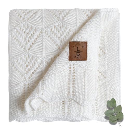 Little Dedi Hypoallergenic Baby Blanket - 30x40 Inches White, Oeko-TEX® Certified, Thermal-Regulating, Neutral Silky Soft Knit for Girls & Boys - Swaddle, Toddler, or Receiving Blanket