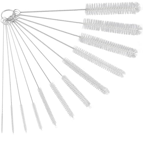 Ixiaoyoo 12 Pcs Bottle Cleaner Brushes Set, 11.8 Inch Nylon Cleaning Brush | White Straw Cleaner Brushes for Tumbler, Sippy Cup, Water Bottles, Hummingbird Feeders, Pipes, Sink Drain & Pet Waterers