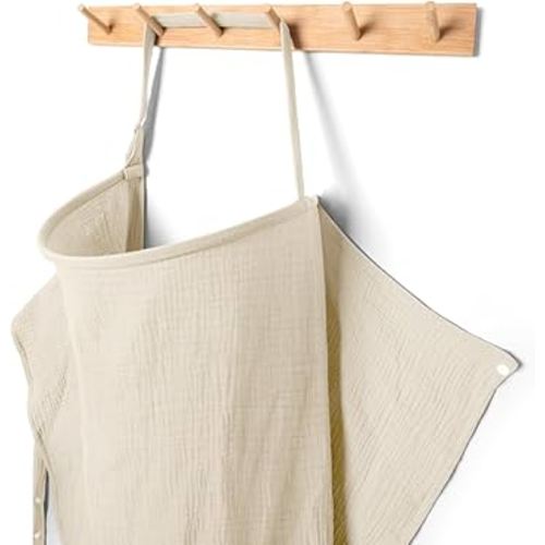 MEXXI Muslin Nursing Cover for Breastfeeding, Breathable Breastfeeding Cover for Women, Lightweight Nursing Blanket with Arch Neckline