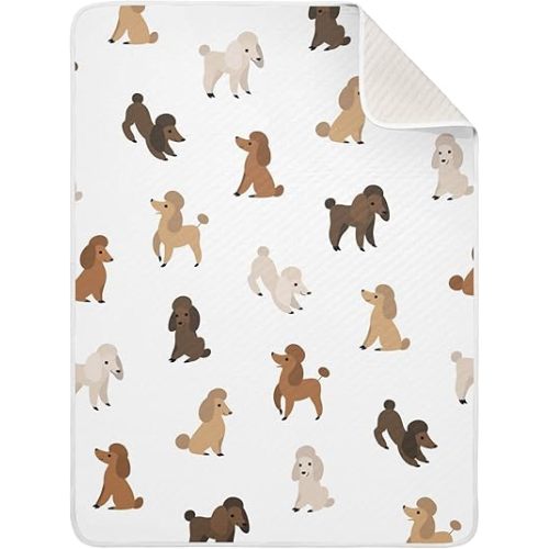Swaddle Blanket Cartoon Happy Poodle Cotton Blanket for Infants, Receiving Blanket, Lightweight Soft Swaddling Blanket for Crib, Stroller, Nursery Blankets, 30x40 in