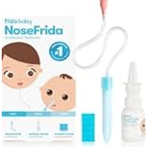 Frida Baby Saline Kit, Cold & Flu 12pc Set with NoseFrida Nasal, 0.68 fl oz | Nasal Aspirator, Saline Nasal Spray Decongestant, 10 Extra Hygiene Filters, 0.68 Fl Oz Spray