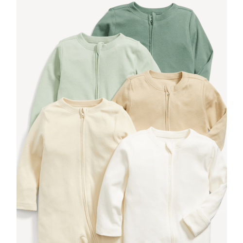 2-Way-Zip Sleep & Play Footed One-Piece 5-Pack for Baby 3-6M
