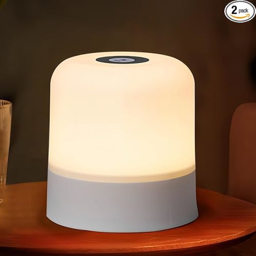 Portable Baby Night Light, 3 Color Egg Lights for Nursery, 2400mAh, Small Rechargeable LED Lamp, Dimmable Touch Nightlight for Newborn, Toddler, Kids, Adults 2 Pack