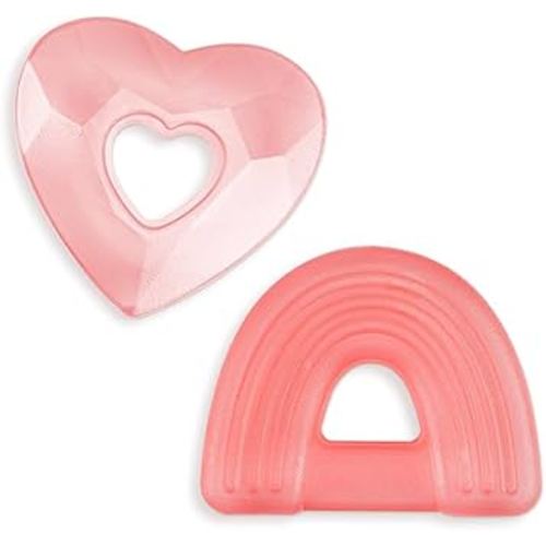 Itzy Ritzy Water-Filled Teethers - Cold Cutie Coolers Textured On Both Sides to Massage Sore Gums & Emerging Teeth - Can Be Chilled in Refrigerator, Set of 2 Pink Water Teethers