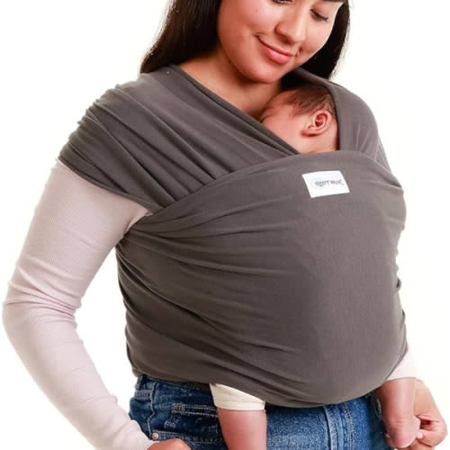 Sleepy Wrap Stretchy Ergonomic Baby Carrier Sling for Newborns to Toddlers - Hands-Free Lightweight Baby Wrap 7-35 lbs (Dark Gray)