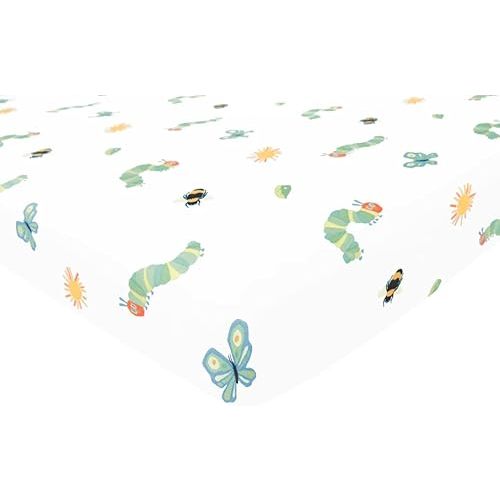 Kyte Baby Soft Crib Sheet - Standard Fitted Crib Sheet Made with Rayon from Bamboo, Ultra-Gentle and Breathable (Very Hungry Caterpillar)