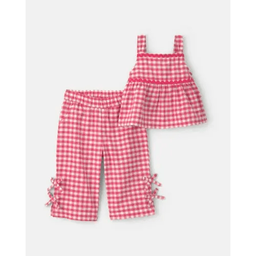 Baby Girl 2-Piece Gingham Tank Top & Pant Set - Red | Carter's
