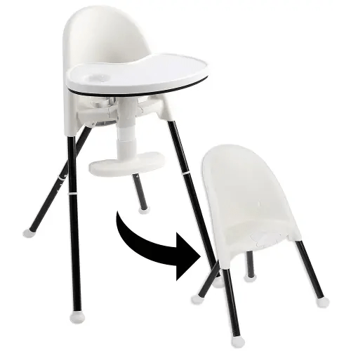 Primo Cozy Tot Deluxe Convertible Folding High Chair & Toddler Chair - Portable Foldable Baby Chair/Toddlers Highchair - Travel Friendly, Removable EZ Clean Tray, Black/White, 22"x21"x33.5"