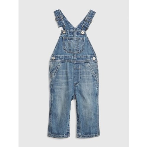 GAP Baby 100% Organic Cotton Denim Overalls in medium denim