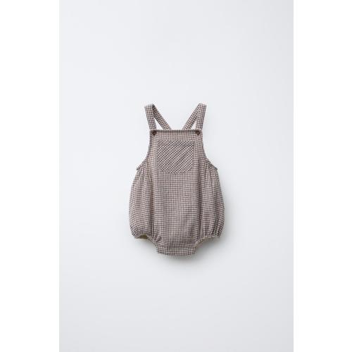 PLAID ROMPER - Brown / Ecru | ZARA United States