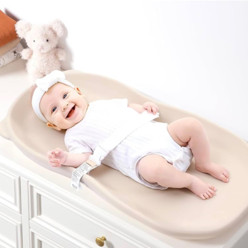 Wipe-Clean Baby Diaper Changing Pad Waterproof & Wipeable Teddy Bear Easy to Clean, Soft EVA Foam Changer Pads with Adjustable Safety Belt, Non-Slip Change Mat for Changing Station Table Dresser Bed