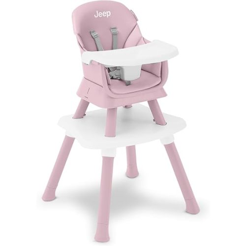 Jeep Milestone 6-in-1 Convertible High Chair by Delta Children, Light Pink