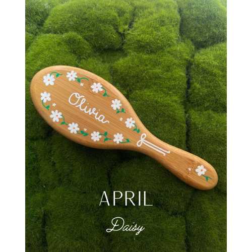 Birth Month Flowers | Hand-painted Hair Brush | Bridesmaid Gifts | Valentine’s Day | Hand-painted brushes | Flower Girl | Wedding Gift