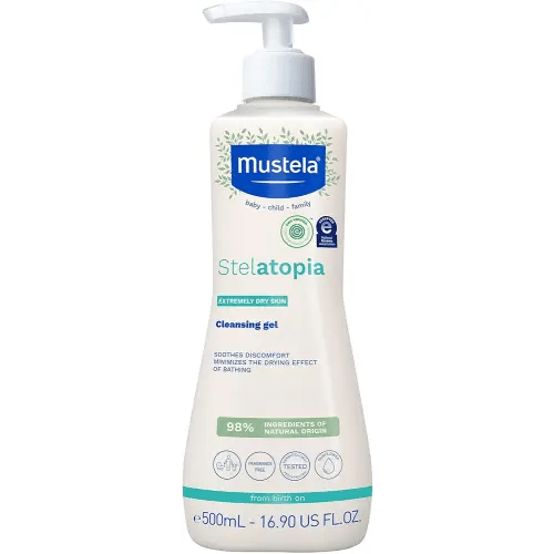 Mustela Stelatopia Eczema-Prone Skin Cleansing Gel - Baby Face & Body Wash with Natural Avocado & Sunflower Oil - Fragrance-Free & Tear Free - Various Sizes