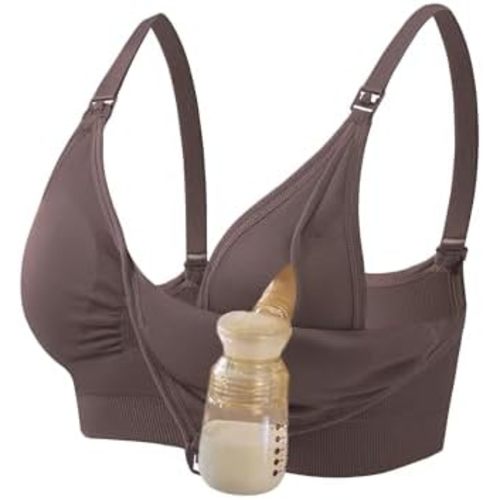 Nursing Bra with Easy-Access Clasps, Adjustable Straps,Pumping Hands Free Nursing Bra, Wearable Breast Pump Bra