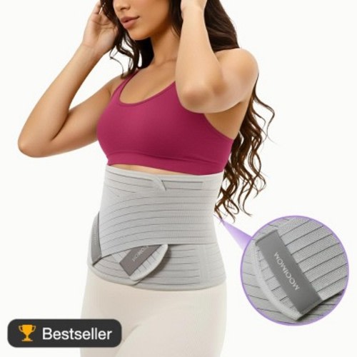 MOOIMOM Postpartum Belly Band, C-Section/Natural Recovery Binder, High Compression Ab Belt with Back Support, Bamboo Charcoal Fiber, Size XL