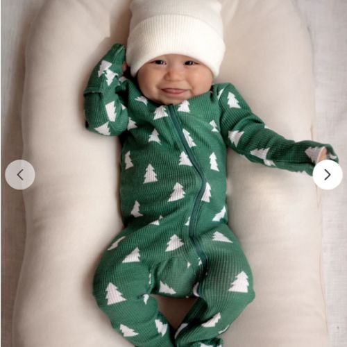 Organic Waffle 2-Way Zip Footie, Forest Green Trees – SpearmintLOVE