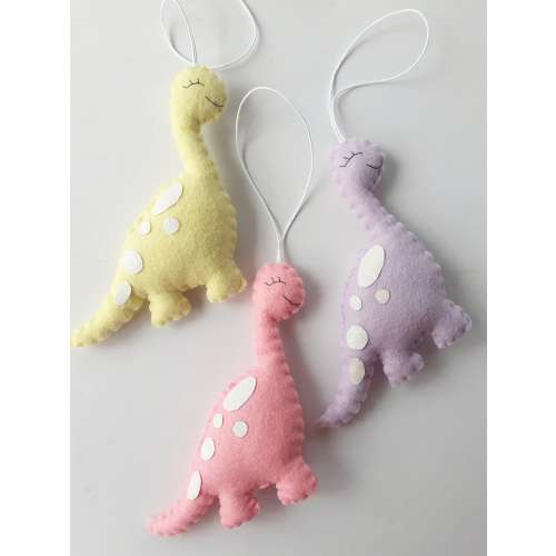 Dinosaur hanging decorations, pastel dinosaur, girls room, felt dinosaur, pastel decor, kids nursery, dinosaur gift, bedroom, photo prop