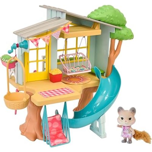 Honey Bee Acres Interactive 2 Story Tree House Playset with Exclusive Squirrel Poseable Figure Includes 21 Pieces