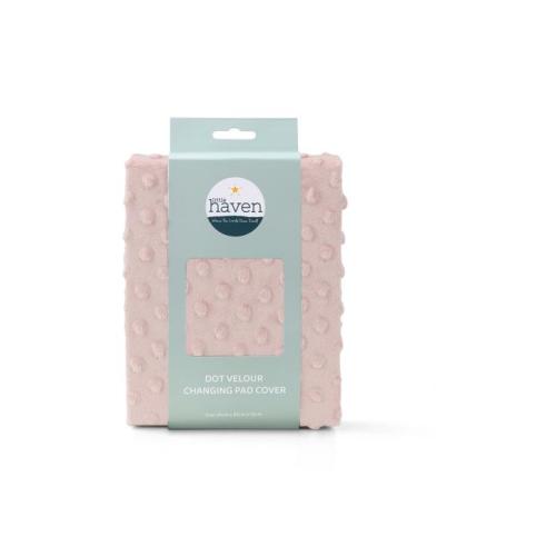 Little Haven Dot Velour Changing Pad Cover Soft Machine Washable Nappy Change - Pink