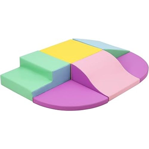 Soft Climbing Indoor Set, Foam Climbing Blocks for Toddlers, Waterproof Toddler Climbing Toys, Baby Jungle Gym Indoor Lightweight, Easy to Clean Foam Play Gym 6PCS