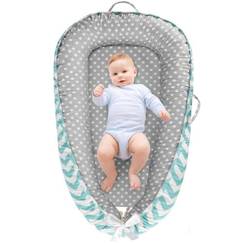 URMYWO Baby Lounger - Baby Lounger For Newborn, Breathable & Soft Baby Nest Cover Co Sleeping for baby 0-24 Months, Babies Essentials Gifts, Portable Infant Lounger Baby Floor Seat for Home and Travel