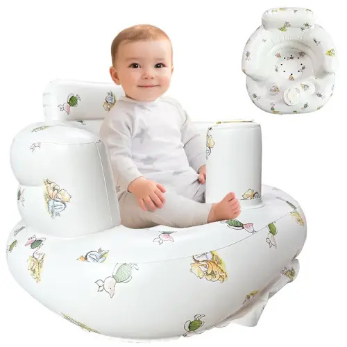 Inflatable Baby Seat for Sitting Up 3-12 Months, Portable Anti-Slip Baby Chair with Built-in Air Pump, Lightweight for Travel, Camping, Indoor & Gifts