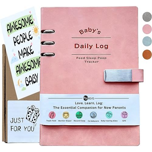 Newborn Baby Daily Log Book for New Parents - 2025 Newborn Feeding Essentials for Single or Twins Infant Feeding, Sleeping, Diaper- Preemie Baby Planner For New Parents-A5 Pink
