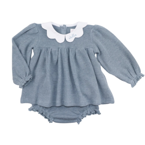 Blue Woven Sweater Scalloped Collar Diaper Set – Cecil & Lou