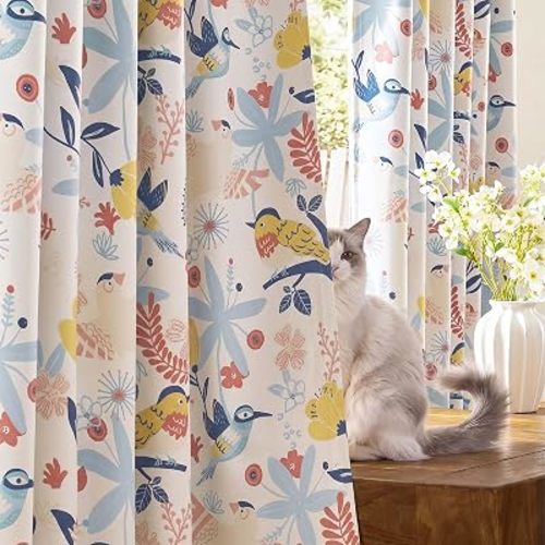 jinchan Blue Blackout Curtains Nursery Drapes 84 Inch Back Tab 2 Panels