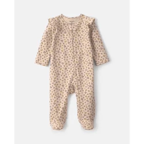 Baby Girl Floral 100% Cotton 2-Way Zip Sleep & Play Pajamas - Cream | Carter's