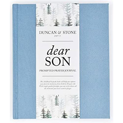 DUNCAN & STONE PAPER CO. Baby Memory Book - Childhood Memory Book For Milestones - Mom and Me Journal w/Prompts, Photos & More - Newborn Keepsake Gifts (Blue,230 Pages)
