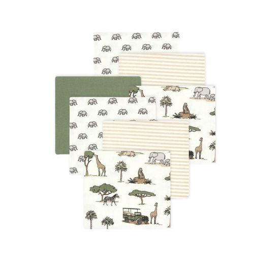Luvable Friends Hudson Baby Cotton Poly Flannel Receiving Blankets 7pk, Jungle Safari