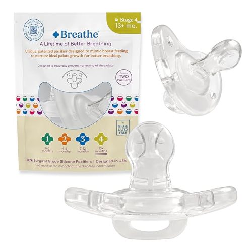 Breathe Orthodontic Baby Pacifier - 0-3 Months (Newborn) – Natural Oral & Facial Development – BPA-Free, Latex-Free, Pediatrician Developed – 100% Silicone 2 Pack