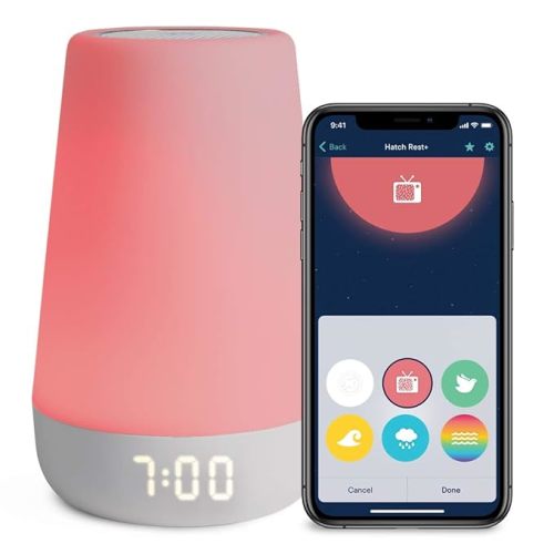 Hatch Rest+ Baby & Kids Sound Machine | 2nd Gen | Child’s Night Light, Alarm Clock, Toddler Sleep Trainer, Time-to-Rise, White Noise, Bedtime Stories, Portable, Backup Battery (with Charging Base)