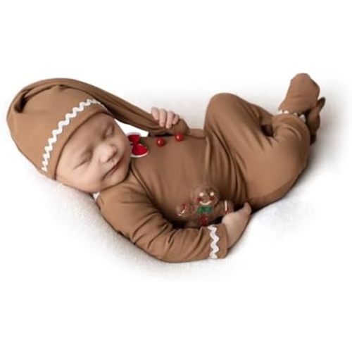 ForBaysy Newborn Baby Christmas Photo Props Outfit Infant Boys Girl Photoshoot Costume Red jumpsuit With Xmas Hat