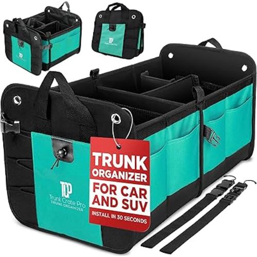Teal Car Trunk Organizer for SUV & Auto Cargo Storage, Large