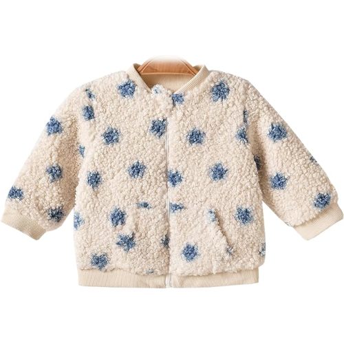 Baby Girls Fleece Jacket with Zipper, Soft Cotton Lining Outwear for 3-24 Months Infant Toddler