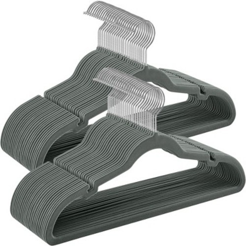 SONGMICS Velvet Hangers Non-Slip Clothes Hangers Pants Bar Space-Saving, Color: Gray, Size: 50 pack
