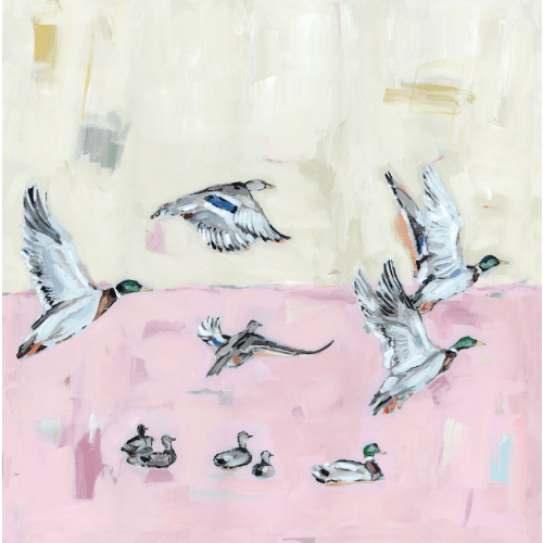 Taking Off Pink Ducks Fine Art Print – Chelsea McShane Art