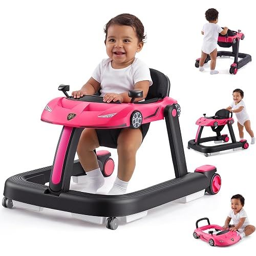 4-in-1 Baby Walker, Adjustable Height & Speed, Folds for Storage