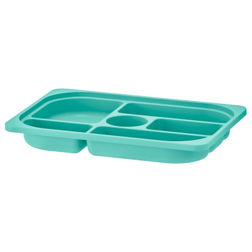 TROFAST Storage tray with compartments - turquoise 16 ½x11 ¾x2 "