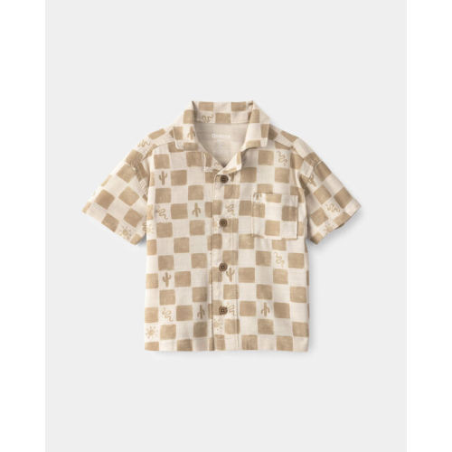 Baby Boy Cactus Checkered Short-Sleeve Button-Down Shirt - Beige - OshKosh B'gosh | Carter's