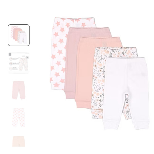The Peanutshell Baby Girls Tapered Regular Fit Pull-On Pant, Color: Lt Pink - JCPenney
