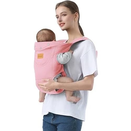 Baby Carrier Newborn to Toddler(7-30lbs), Toddler Carrier Baby Holder Carrier with Adjustable Shoulder Strap, Chest Carriers, Pink