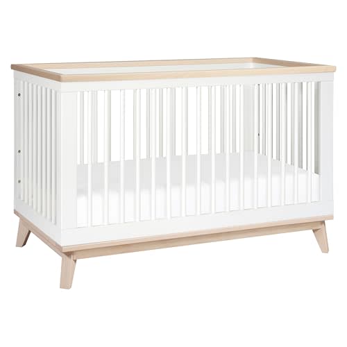 Babyletto Scoot 3-in-1 Baby Crib Convertible to Wooden Toddler Bed, Daybed - GREENGUARD Gold Certified - Easy Assembly, Made of 100% Solid Wood - Includes Toddler Conversion Kit - White/Washed Natural | GREENGUARD Gold Certified, Converts to Toddler Be...