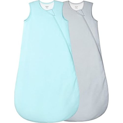 Supersoft Rayon Made from Bamboo Sleep Sack 6-12 Months 1.0 Tog Toddler Sleep Sack Baby Wearable Blanket with 2-Way Zipper Unisex Sleeping Bag for Babies All-year-around (2 Pack)